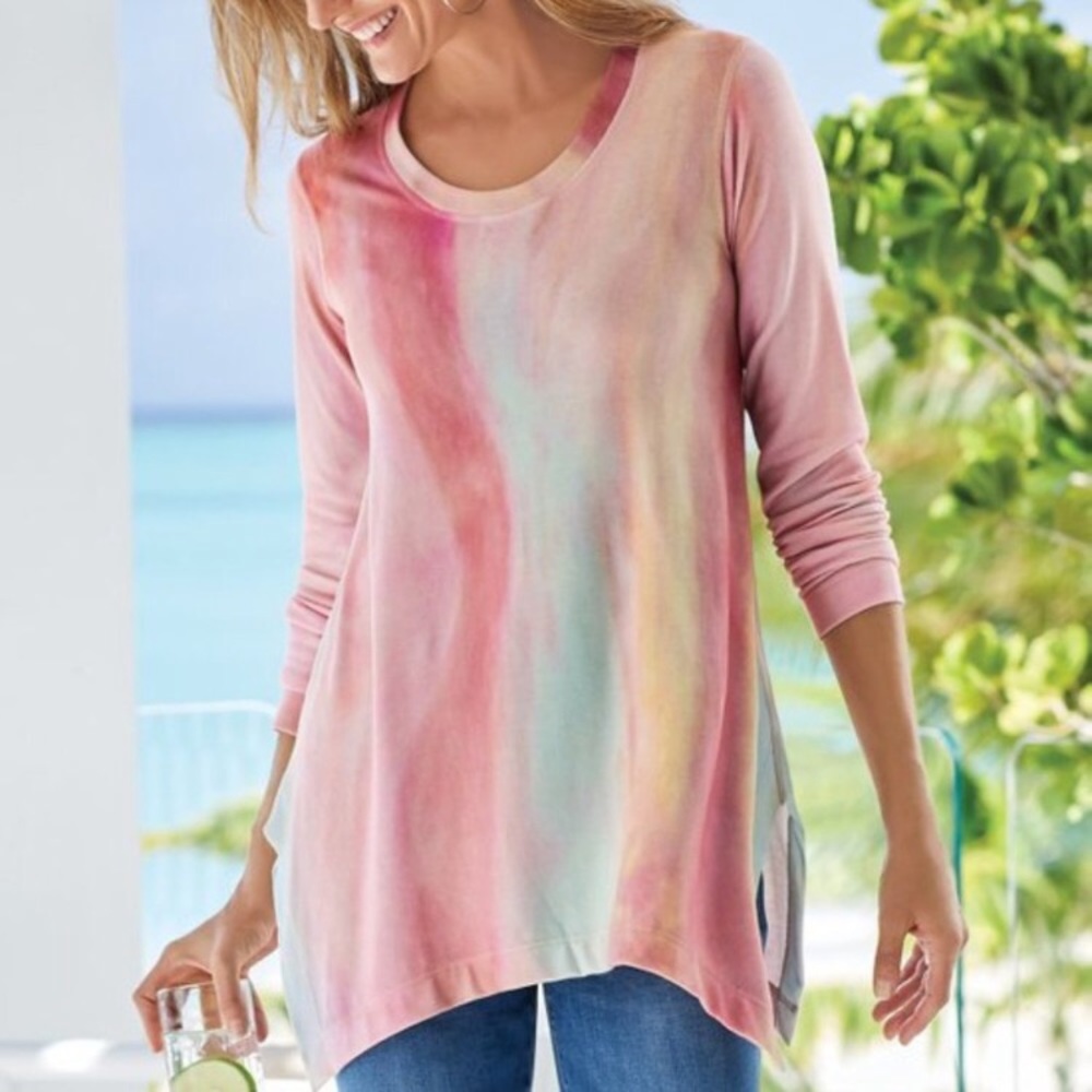 Soft Surroundings Women’s Bermuda Bay Tie-Dyed Tunic. Size LP.